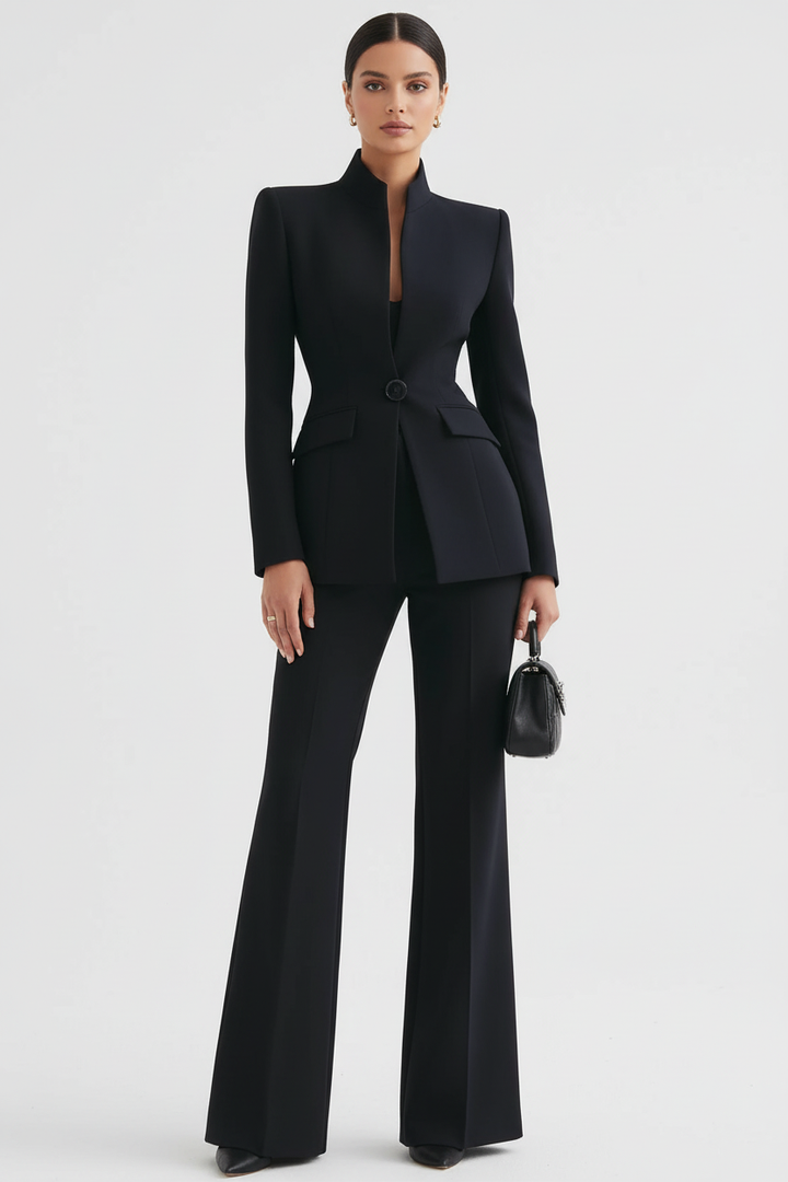 Giselle | Women's Elegant Blazer and Palazzo Trousers Set-Metro Lane Plaza