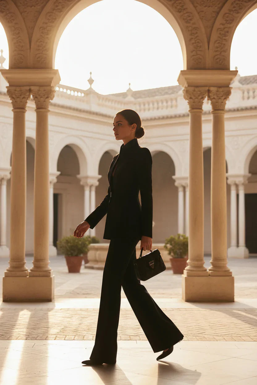 Giselle | Women's Elegant Blazer and Palazzo Trousers Set-Metro Lane Plaza