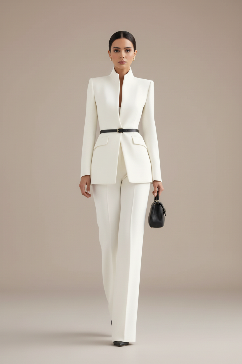 Giselle | Women's Elegant Blazer and Palazzo Trousers Set-Metro Lane Plaza