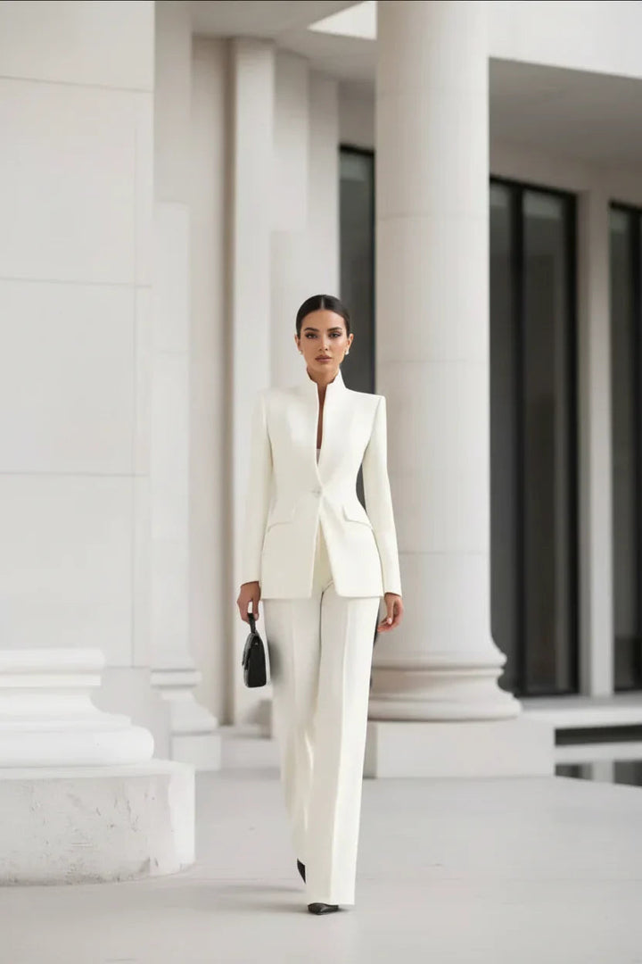 Giselle | Women's Elegant Blazer and Palazzo Trousers Set-Metro Lane Plaza