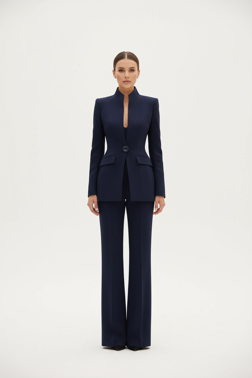 Giselle | Women's Elegant Blazer and Palazzo Trousers Set-Metro Lane Plaza