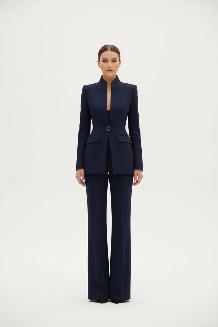 Giselle | Women's Elegant Blazer and Palazzo Trousers Set-Metro Lane Plaza