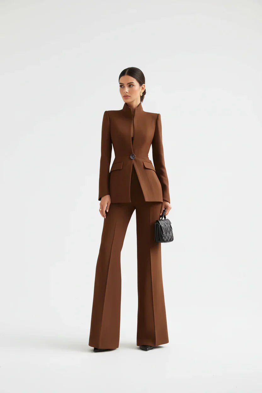 Giselle | Women's Elegant Blazer and Palazzo Trousers Set-Metro Lane Plaza