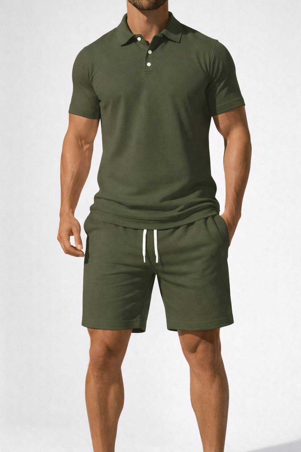 Men's Stylish Polo Shirt and Drawstring Shorts Summer Outfit Set-Metro Lane Plaza
