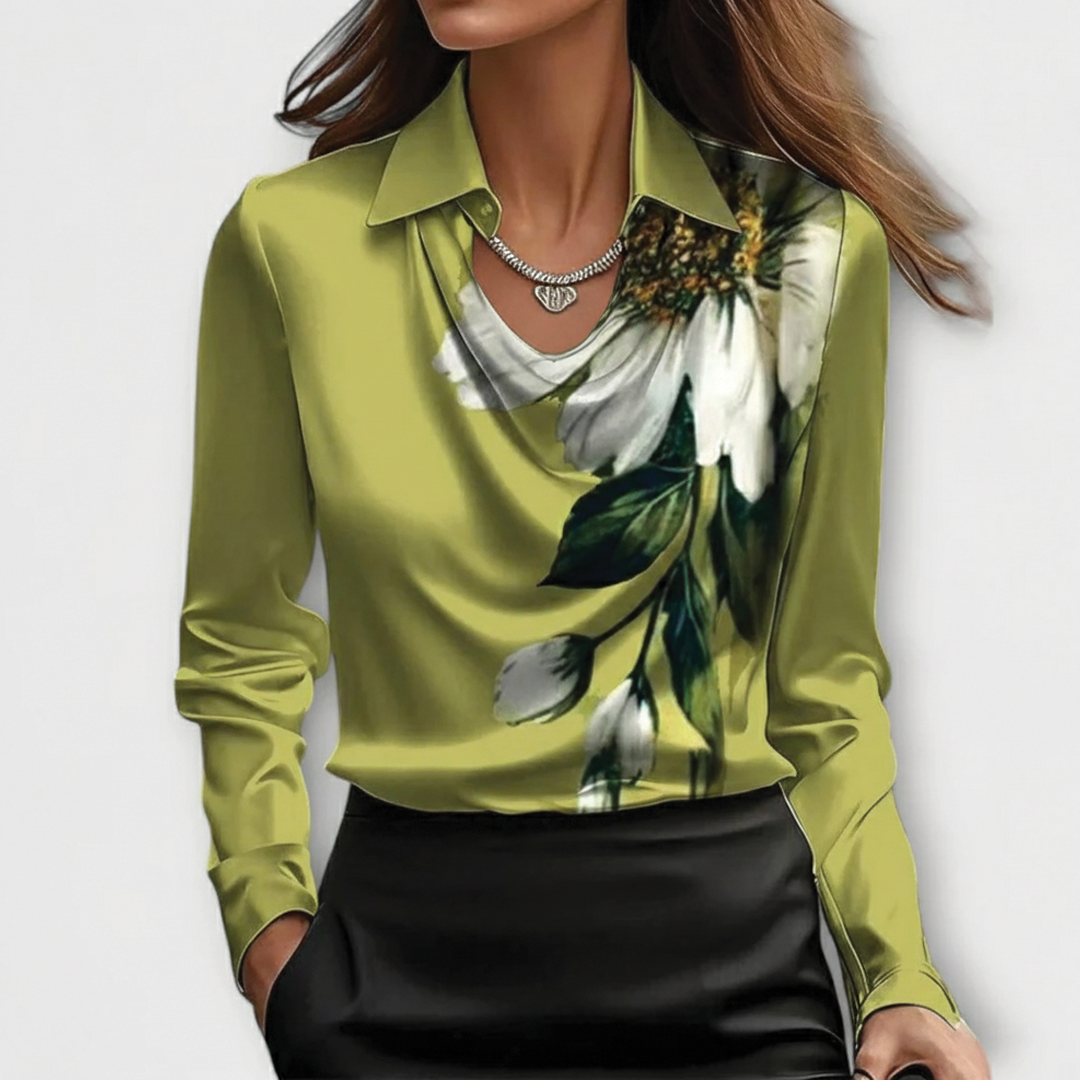 Scarlett | Women's Elegant Satin Blouse-Metro Lane Plaza