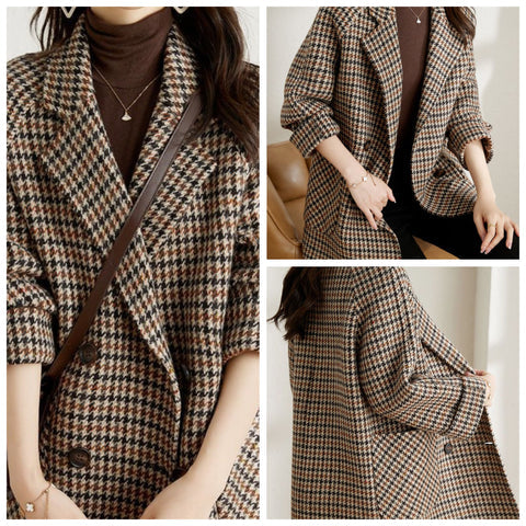 Women's Stylish Checked Coat for Comfortable Wear-Metro Lane Plaza