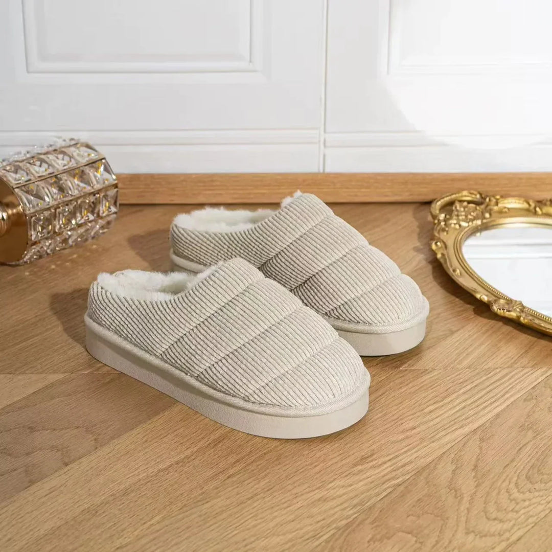 Emily | Women's Comfortable Indoor Slippers - Soft Velvet, Beige-Metro Lane Plaza