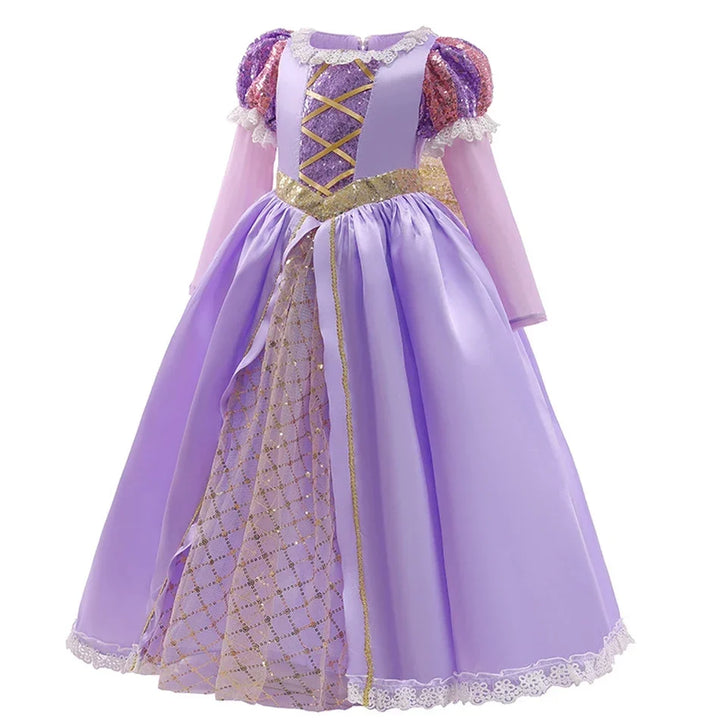 Robe de bal à manches bouffantes pour femmes avec appliqué, longueur mi-mollet