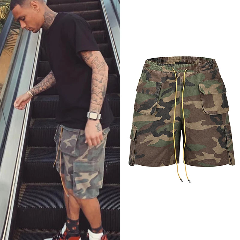 Men's Oversized Camo Camouflage Cargo Summer Shorts-Metro Lane Plaza