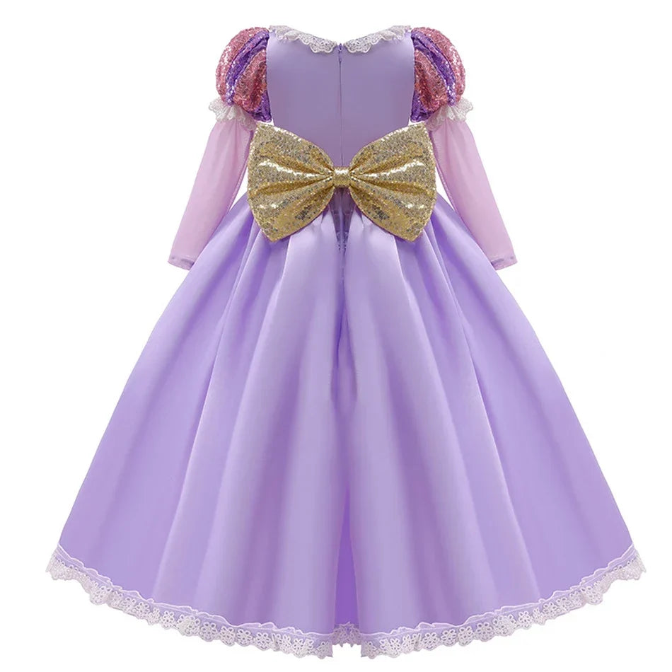 Robe de bal à manches bouffantes pour femmes avec appliqué, longueur mi-mollet