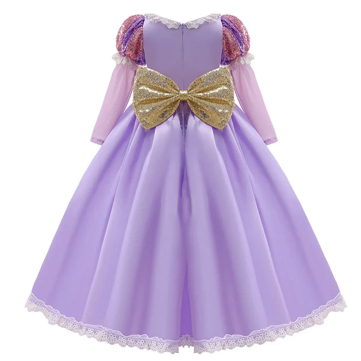 Robe de bal à manches bouffantes pour femmes avec appliqué, longueur mi-mollet