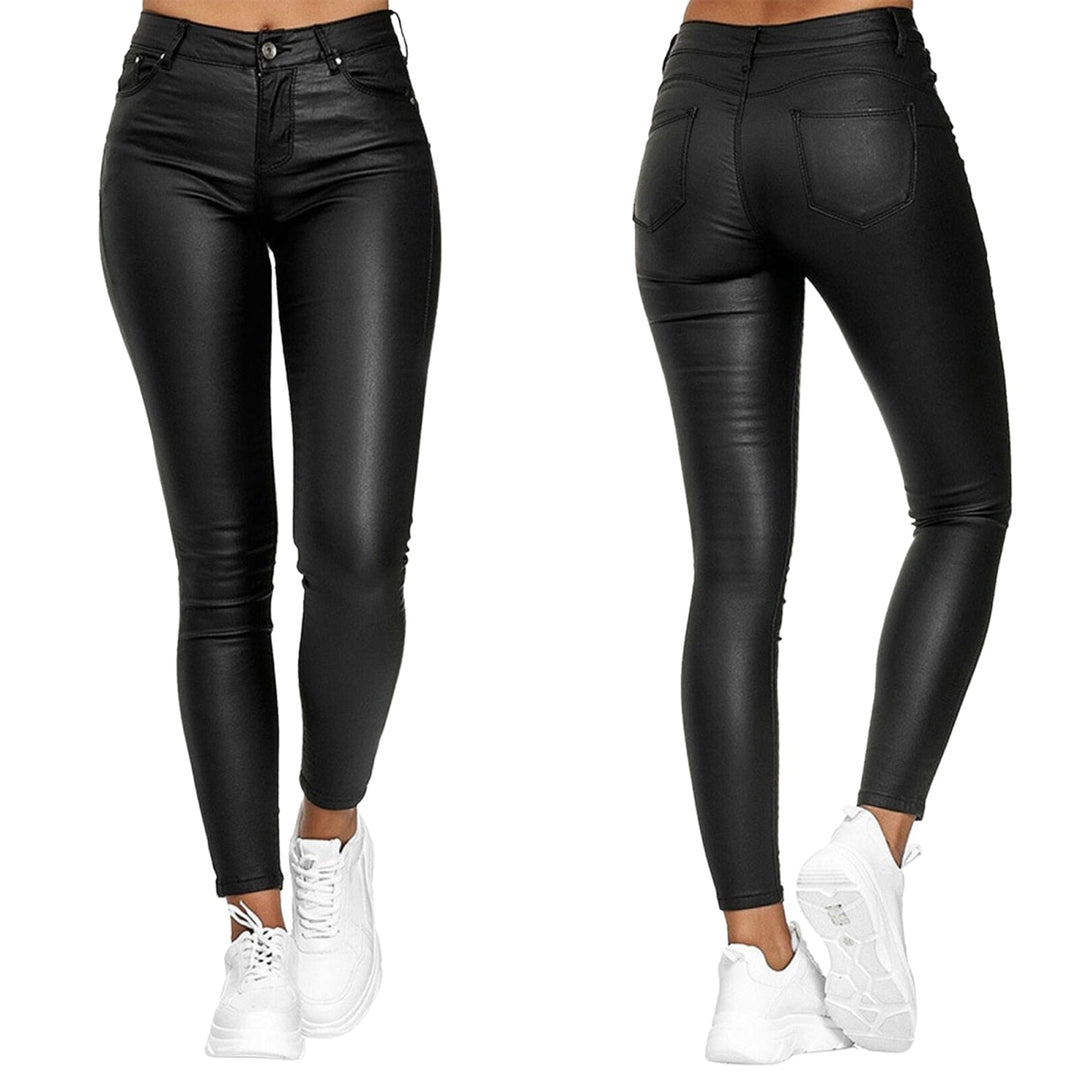 Jeltje | Women's High-Waist Stretch Leather Pants with Figure-Shaping Fit-Metro Lane Plaza