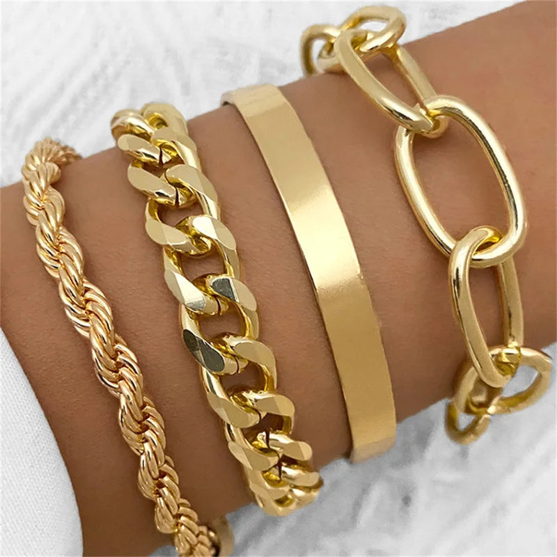 Alida | Women's Gold-Colored Bracelet Set with Timeless and Modern Styles-Metro Lane Plaza