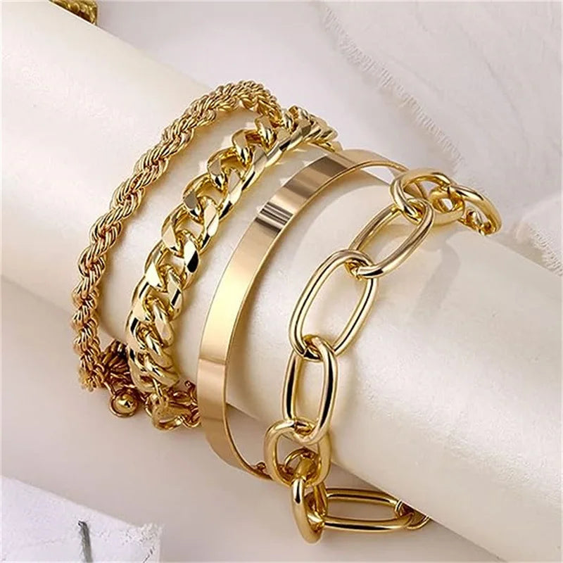 Alida | Women's Gold-Colored Bracelet Set with Timeless and Modern Styles-Metro Lane Plaza