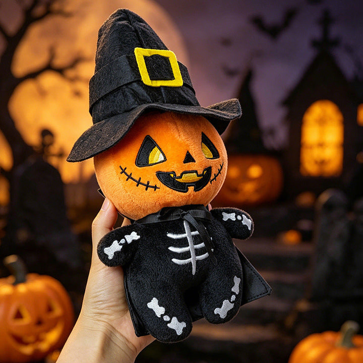 Personnages d’Halloween doux et en peluche pour femme, avec visages brodés