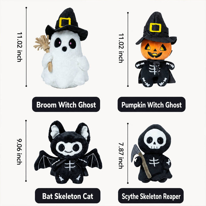 Personnages d’Halloween doux et en peluche pour femme, avec visages brodés