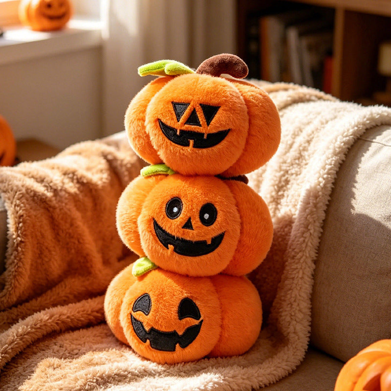 Personnages d’Halloween doux et en peluche pour femme, avec visages brodés