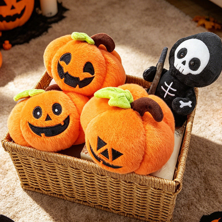 Personnages d’Halloween doux et en peluche pour femme, avec visages brodés
