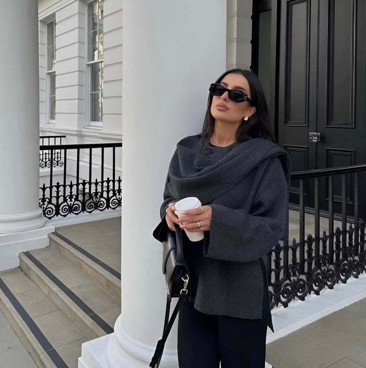 Carmen | Women's Sophisticated Asymmetrical Shawl Cape Coat-Metro Lane Plaza