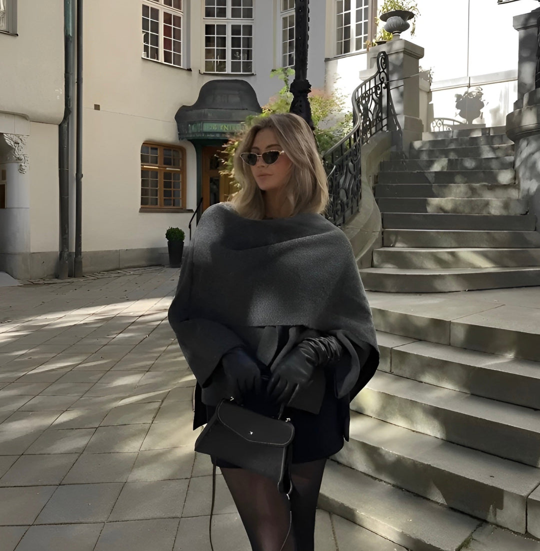 Carmen | Women's Sophisticated Asymmetrical Shawl Cape Coat-Metro Lane Plaza