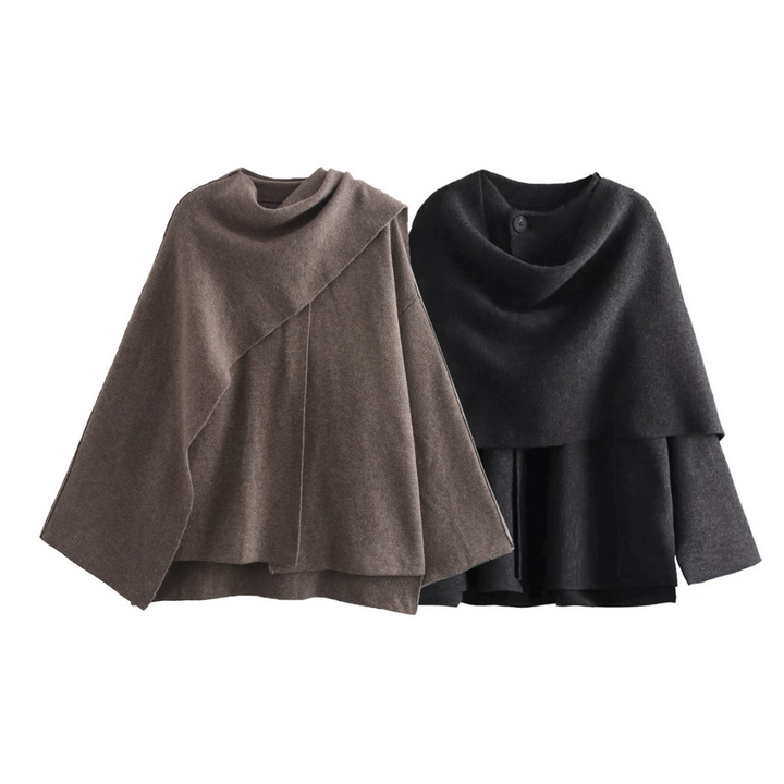 Carmen | Women's Sophisticated Asymmetrical Shawl Cape Coat-Metro Lane Plaza