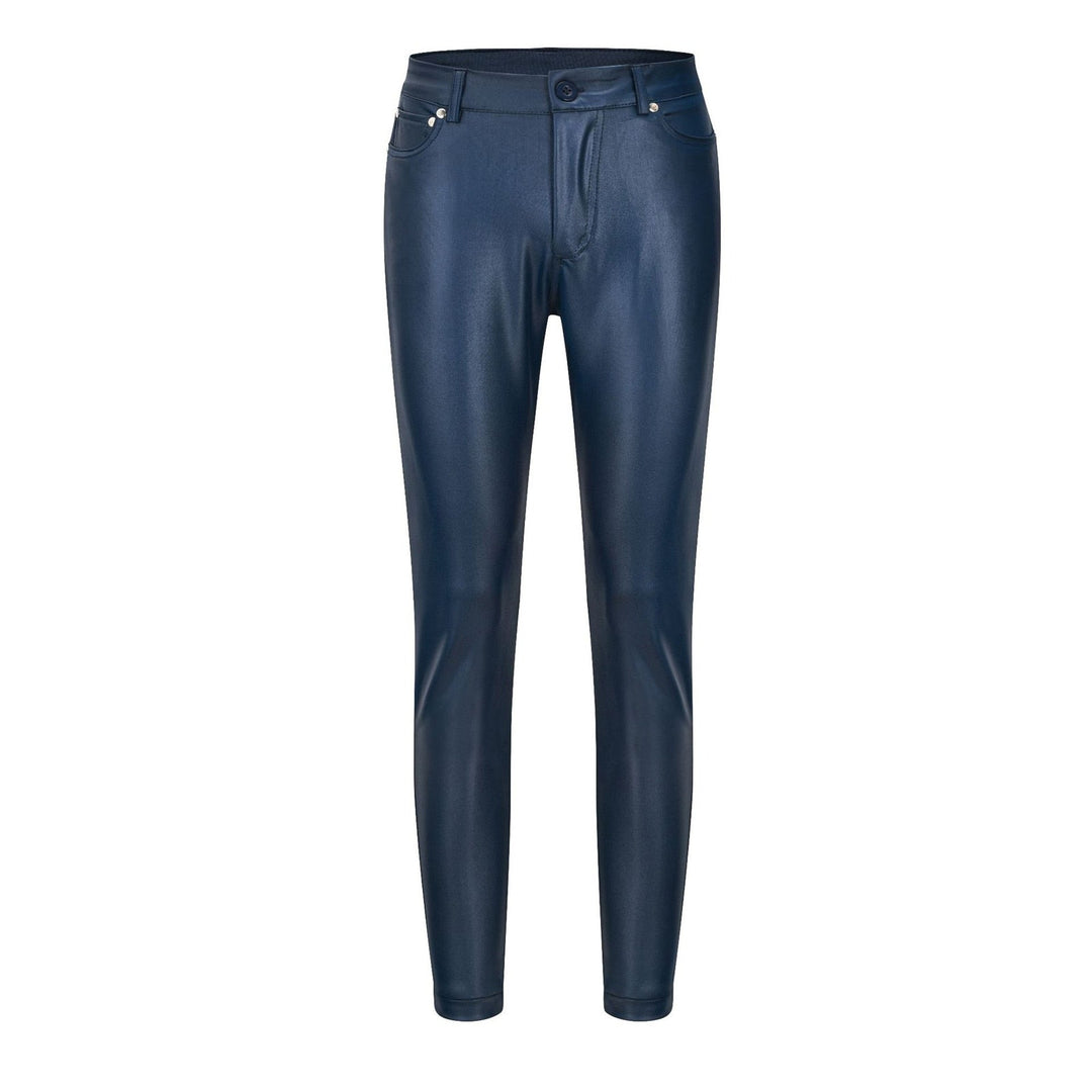Jeltje | Women's High-Waist Stretch Leather Pants with Figure-Shaping Fit-Metro Lane Plaza