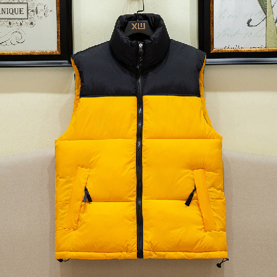 Colete masculino quente, sem mangas, acolchoado e com enchimento de penas, para o tempo frio