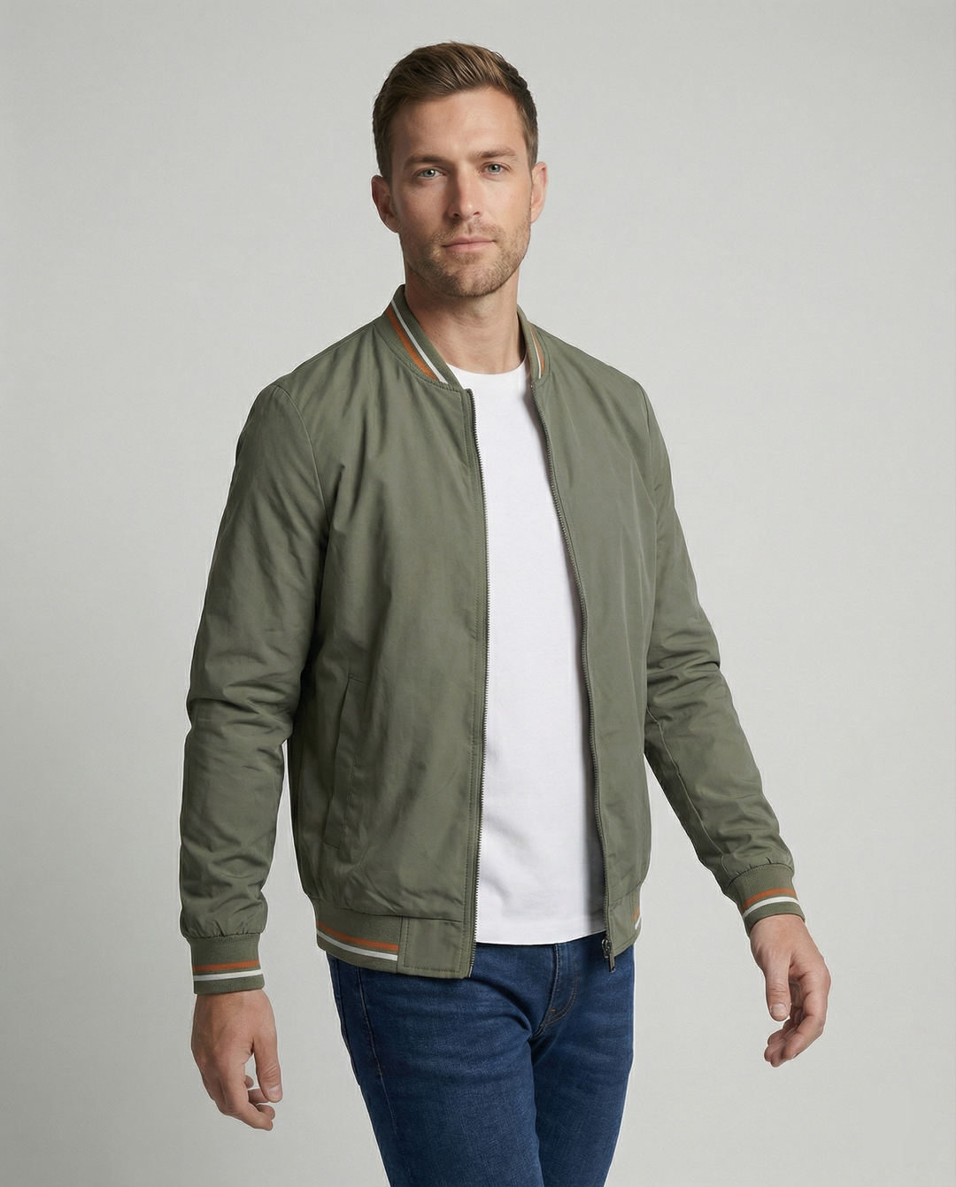 Jeffrey | Men's Modern Slim-Fit Lightweight Bomber Jacket-Metro Lane Plaza