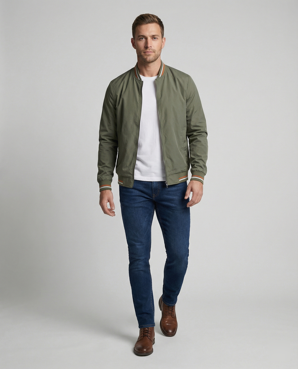 Jeffrey | Men's Modern Slim-Fit Lightweight Bomber Jacket-Metro Lane Plaza