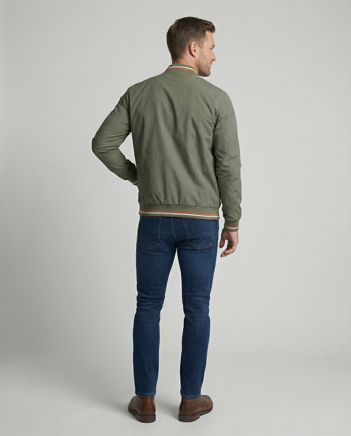 Jeffrey | Men's Modern Slim-Fit Lightweight Bomber Jacket-Metro Lane Plaza