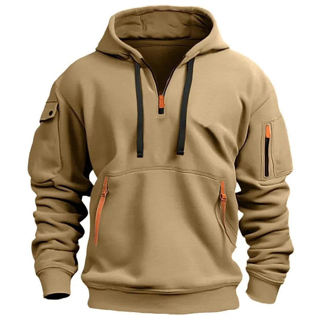 Daniel | Men's Comfortable Breathable Half-Zip Hoodie-Metro Lane Plaza
