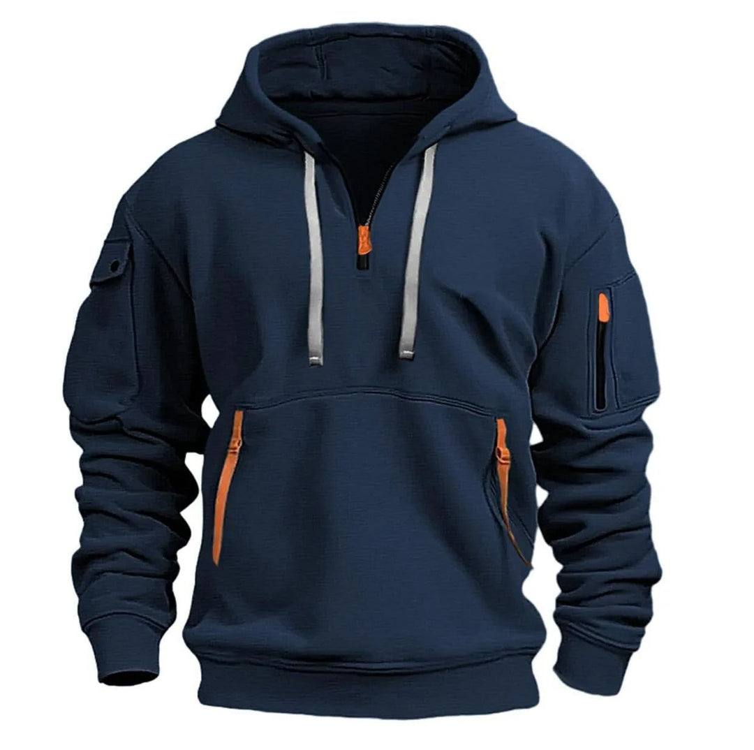 Daniel | Men's Comfortable Breathable Half-Zip Hoodie-Metro Lane Plaza