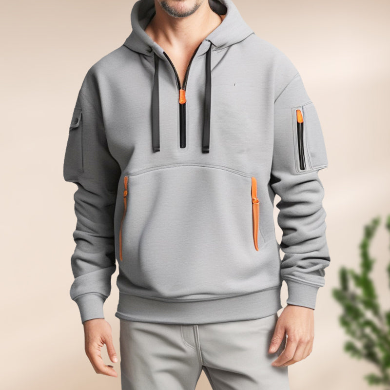 Daniel | Men's Comfortable Breathable Half-Zip Hoodie-Metro Lane Plaza