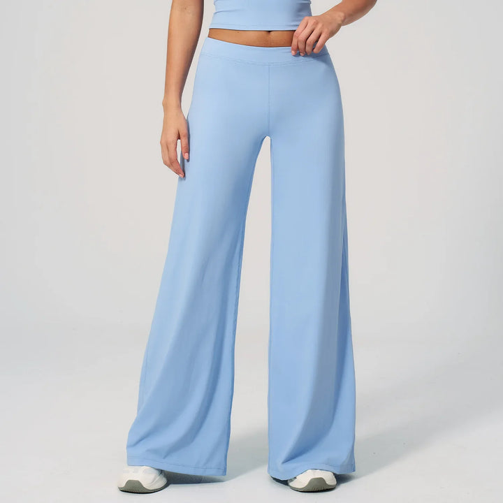 Women's High Waist Wide Leg Trousers with Elastic Waistband