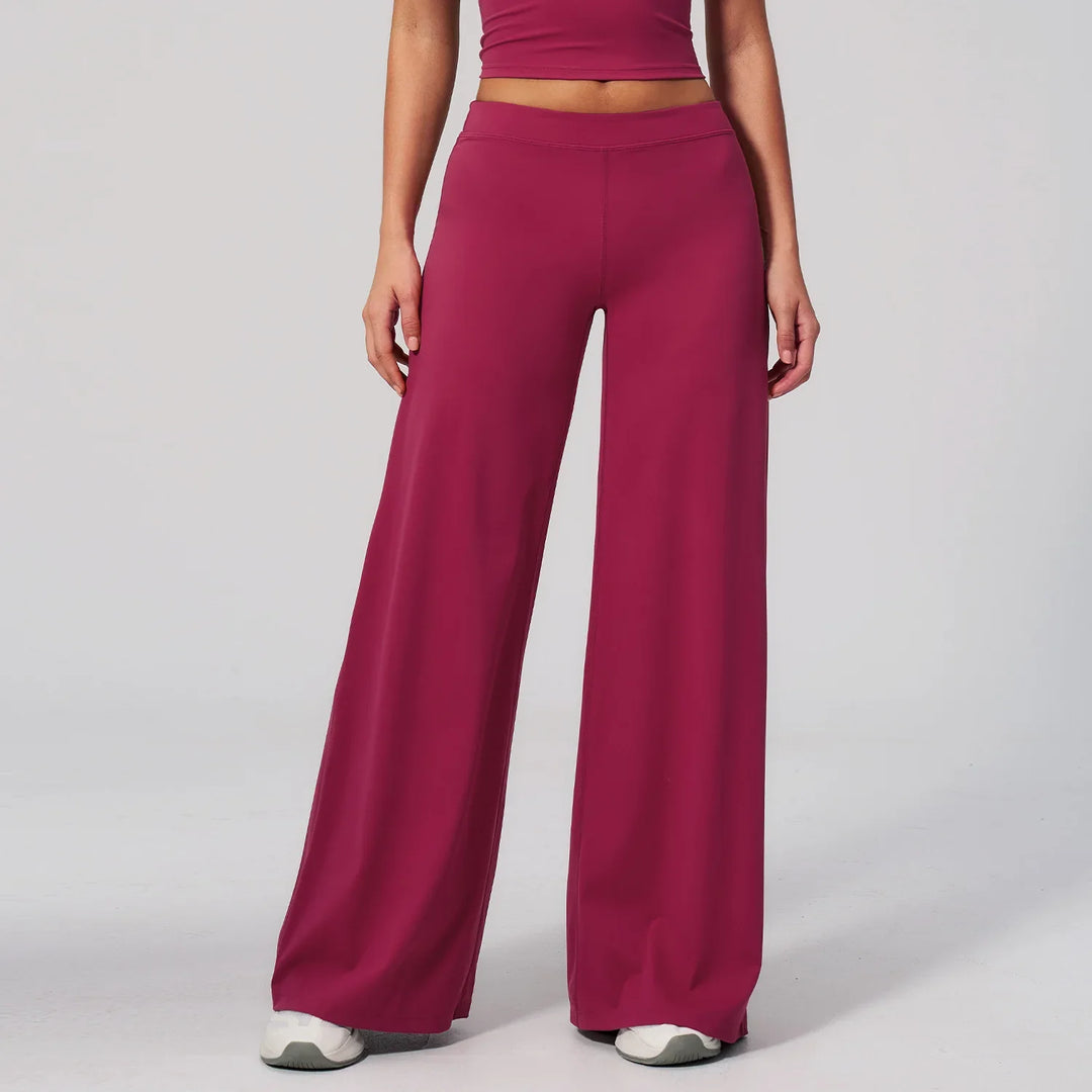 Women's High Waist Wide Leg Trousers with Elastic Waistband
