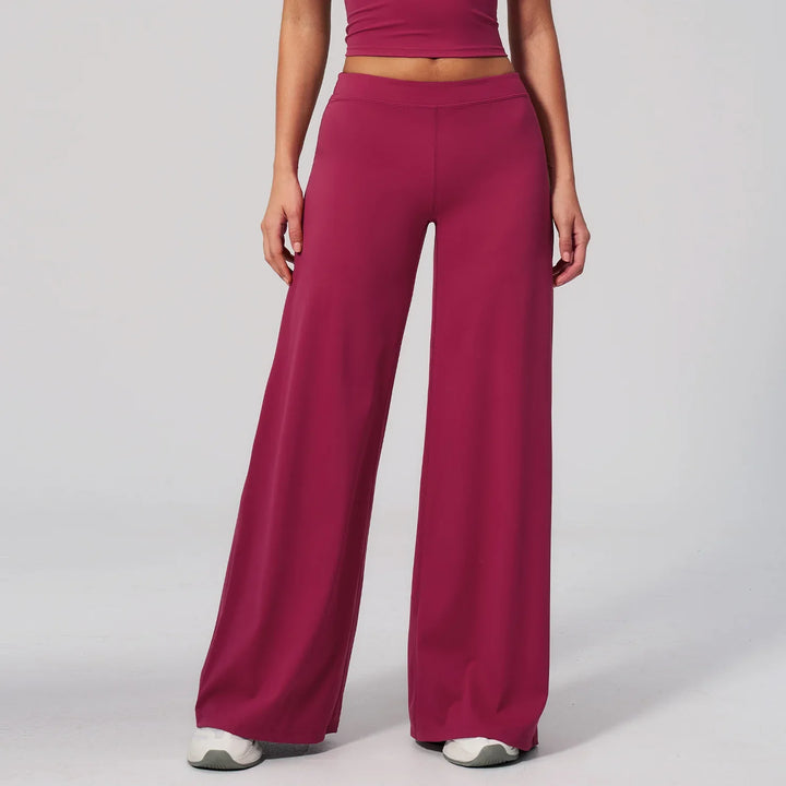 Women's High Waist Wide Leg Trousers with Elastic Waistband