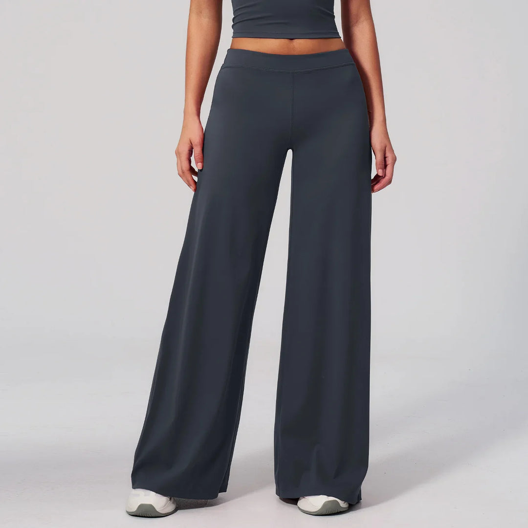 Women's High Waist Wide Leg Trousers with Elastic Waistband