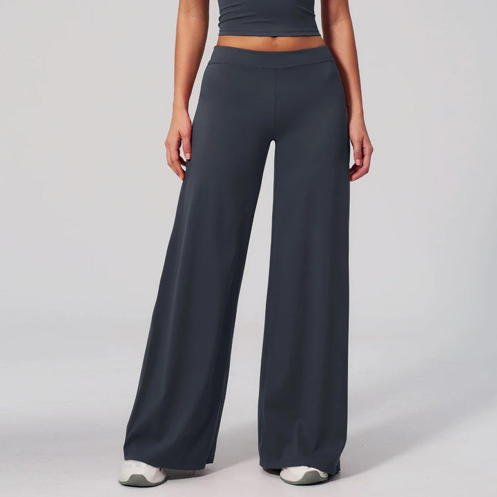 Women's High Waist Wide Leg Trousers with Elastic Waistband