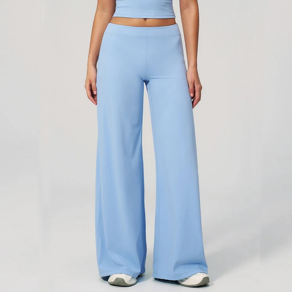 Women's High Waist Wide Leg Trousers with Elastic Waistband