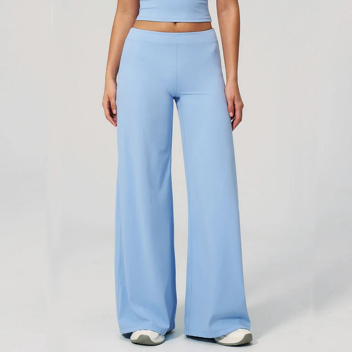 Women's High Waist Wide Leg Trousers with Elastic Waistband