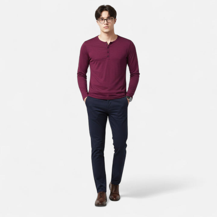 Darry | Men's Comfortable Versatile Long Sleeve T-Shirt-Metro Lane Plaza