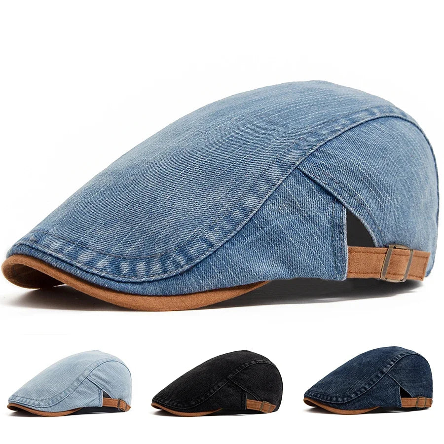 Ravon | Men's Stylish Denim Flat Cap Hat-Metro Lane Plaza