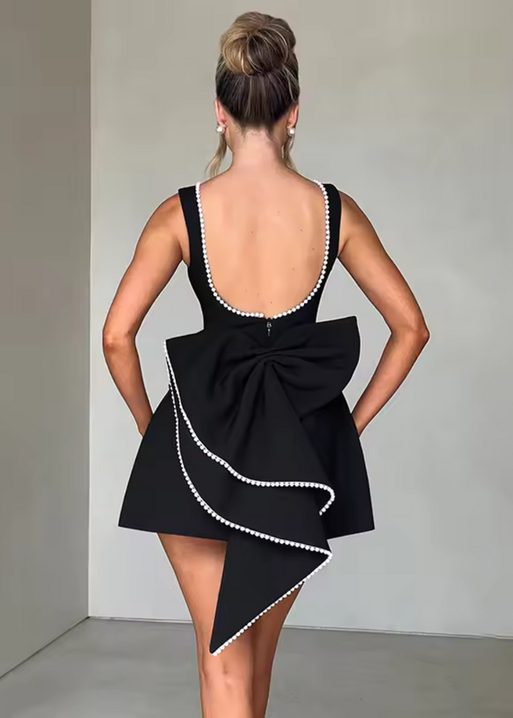 Women's Elegant Pearl Mini Dress with Stylish Design-Metro Lane Plaza