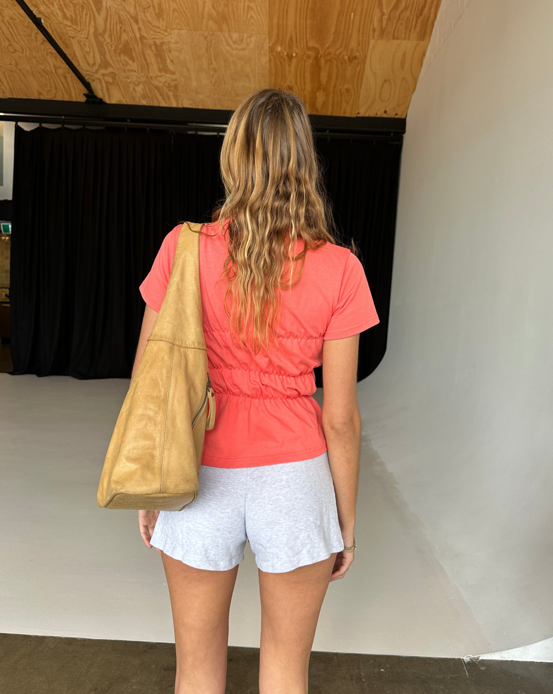 Mellbourne | Women's Cotton T-Shirt with Scrunch Details-Metro Lane Plaza