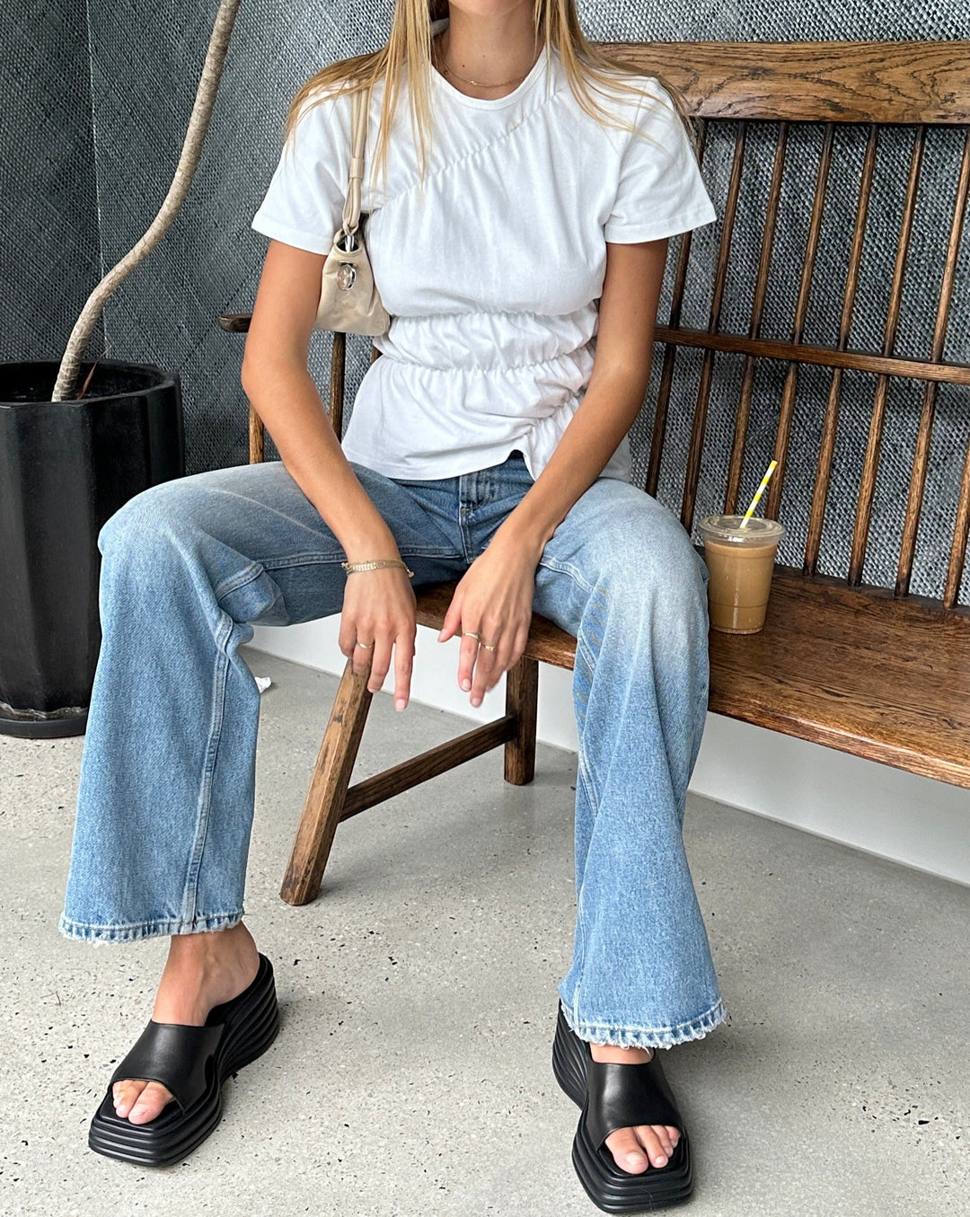 Mellbourne | Women's Cotton T-Shirt with Scrunch Details-Metro Lane Plaza
