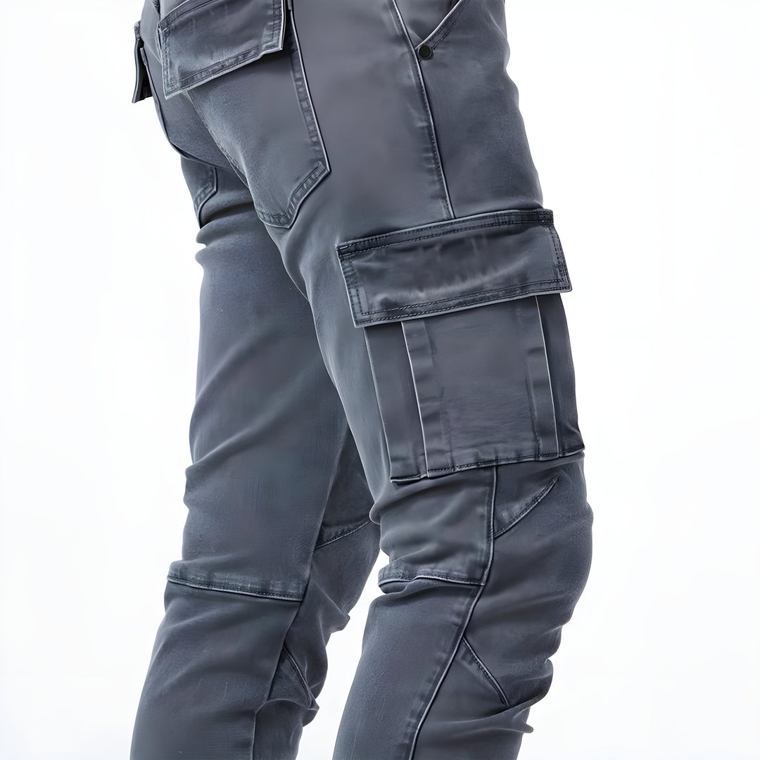 Men's Stretch Denim Cargo Pants-Metro Lane Plaza