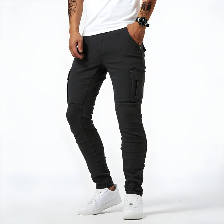 Men's Stretch Denim Cargo Pants-Metro Lane Plaza
