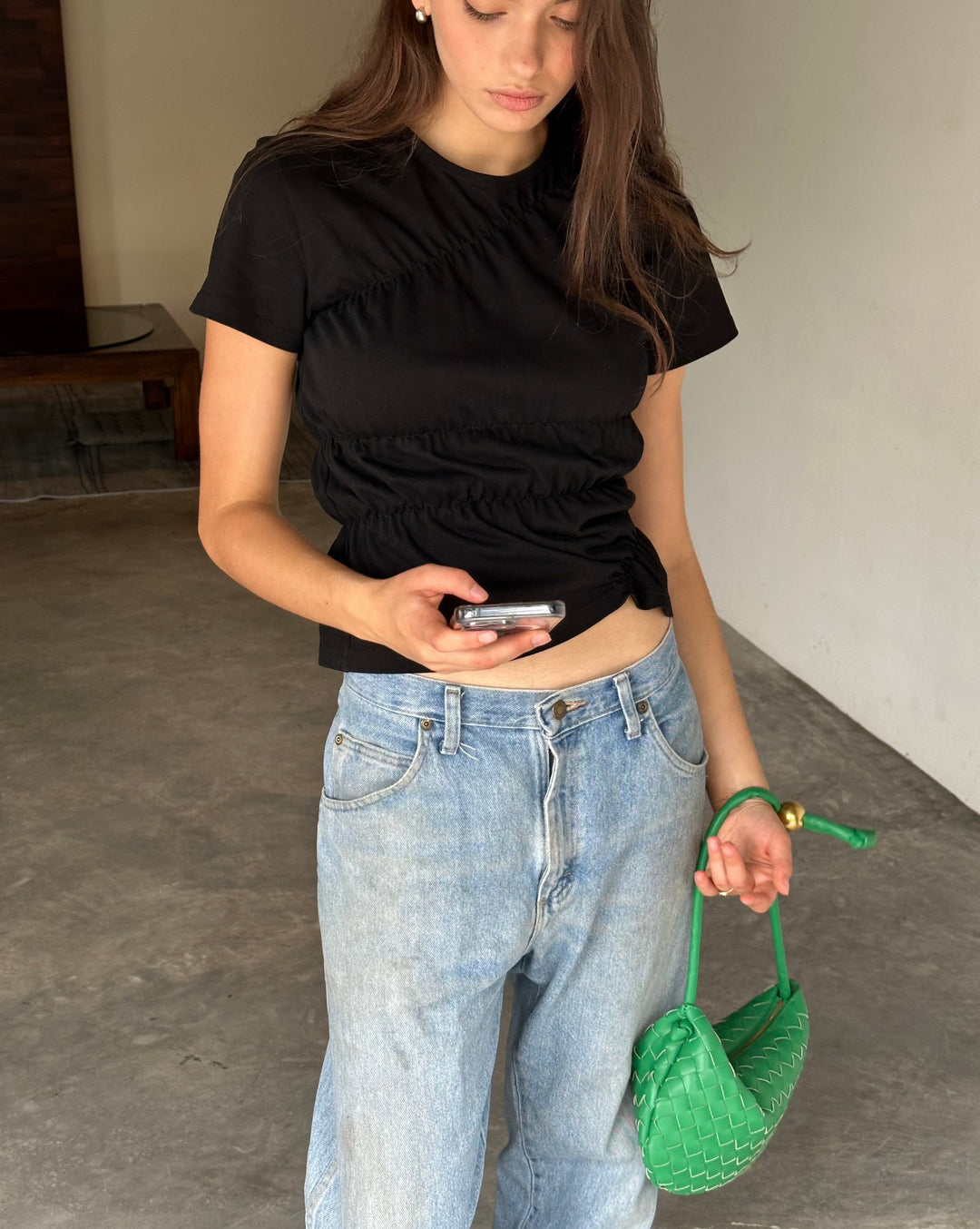 Mellbourne | Women's Cotton T-Shirt with Scrunch Details-Metro Lane Plaza