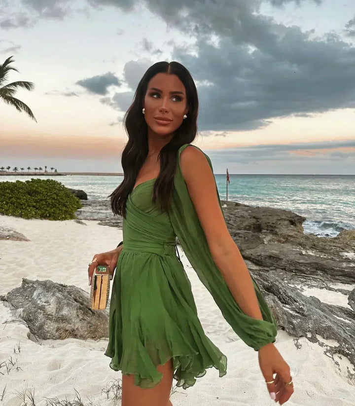 Stella | Women's Wrap Mini Dress-Metro Lane Plaza