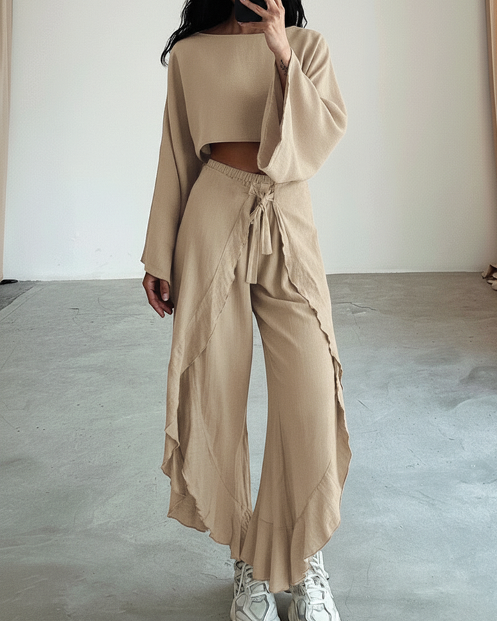 Stacy | Women's Gauze Two-Piece Outfit-Metro Lane Plaza